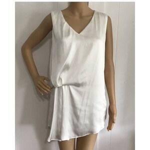 Dolan Top‎ Womens Small White Satin V Neck Gathered Asymmetrical Anthropologie